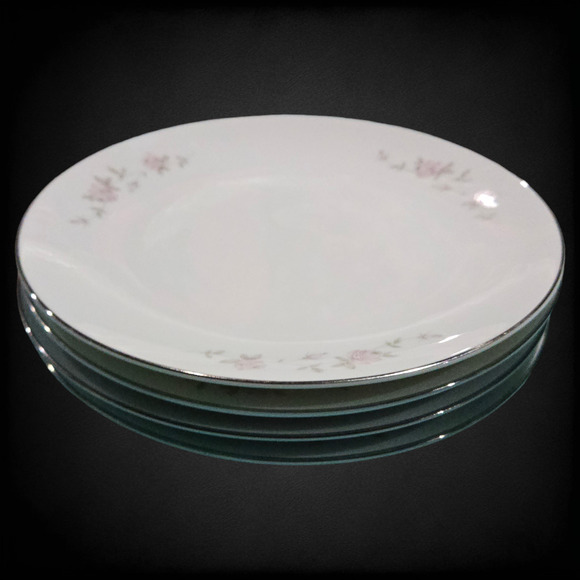 1960s Noritake Bellemead Salad Plates Set of 4 Floral Porcelain with Silver Trim - Picture 1 of 11